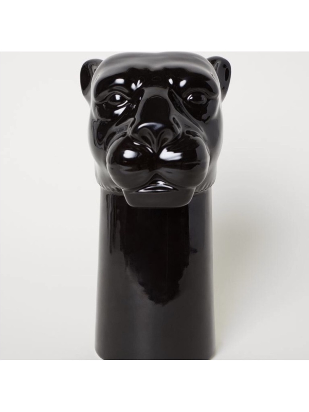 H&M Black Gloss Ceramic Panther Head Vase